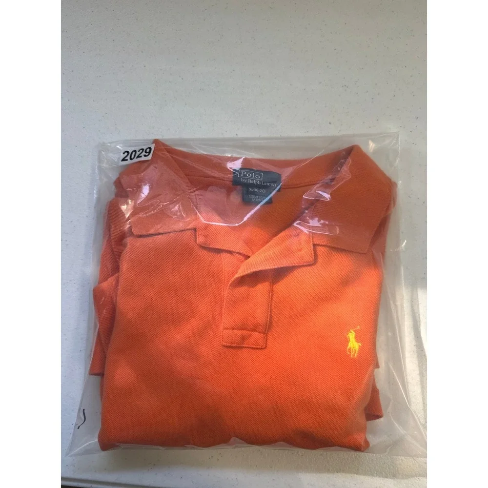 Kids Polo Ralph Lauren Orange Short Sleeve Classic Fit Polo Shirt XL‎ 18-20